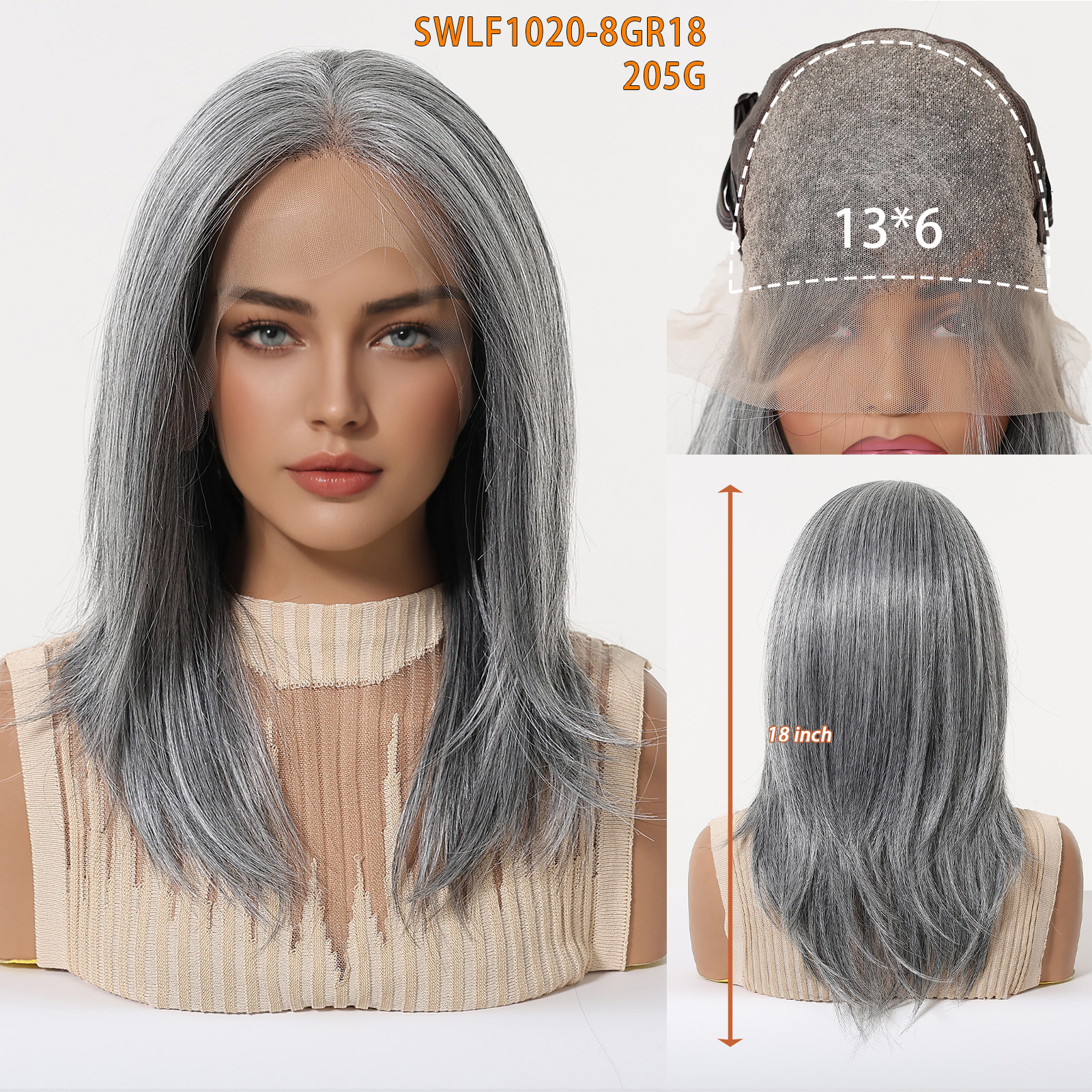 Gradiente rosa pálido de gran área peluca de encaje casual cosplay cubierta de fábrica en stock image 11