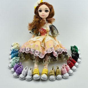 Factory Direct Supply Canvas Sneakers 5*2.5 Double Velcro Doll Shoes Bjd Doll Toy Shoe Accessories