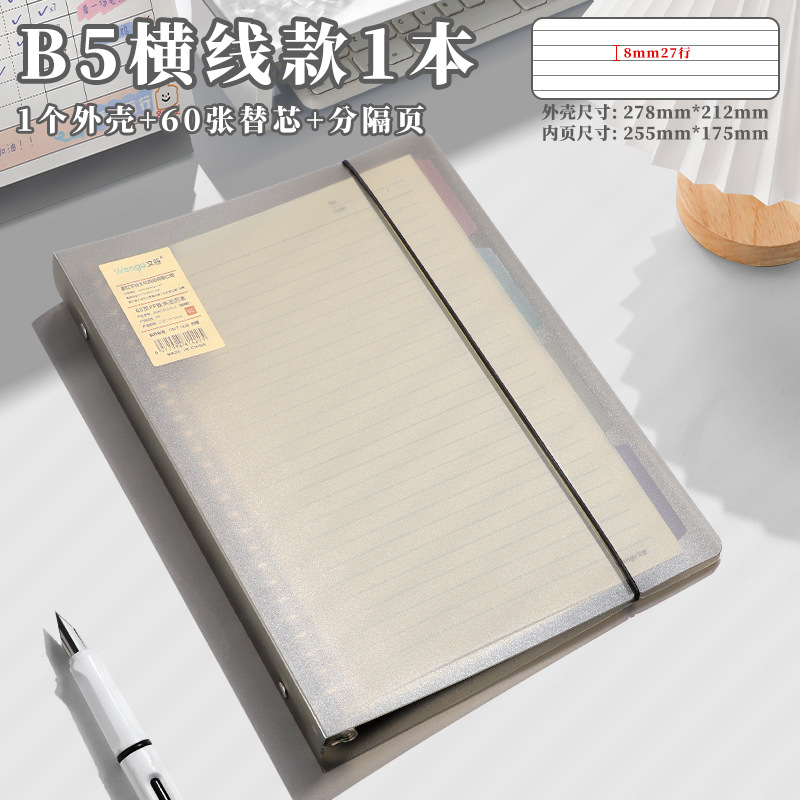 Wengu B017 libro desmontable de hoja dividida hebilla de plástico PP cubierta portátil de gran capacidad a5