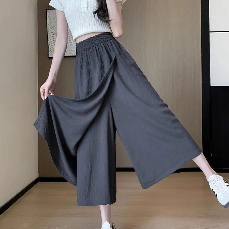 Summer Culottes 2025 New Style, Thin, Reversible, Loose, Slim, Wide-Leg Pants for Women, Small Fresh Cropped Pants