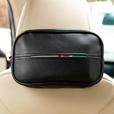 Factory Direct Sale Leather Car Tissue Box, Sun Visor Armrest Box Hanging Type Multifunctional Storage for Car Interior (Car tissue box/set) - black-leather-zipper-tissue-box