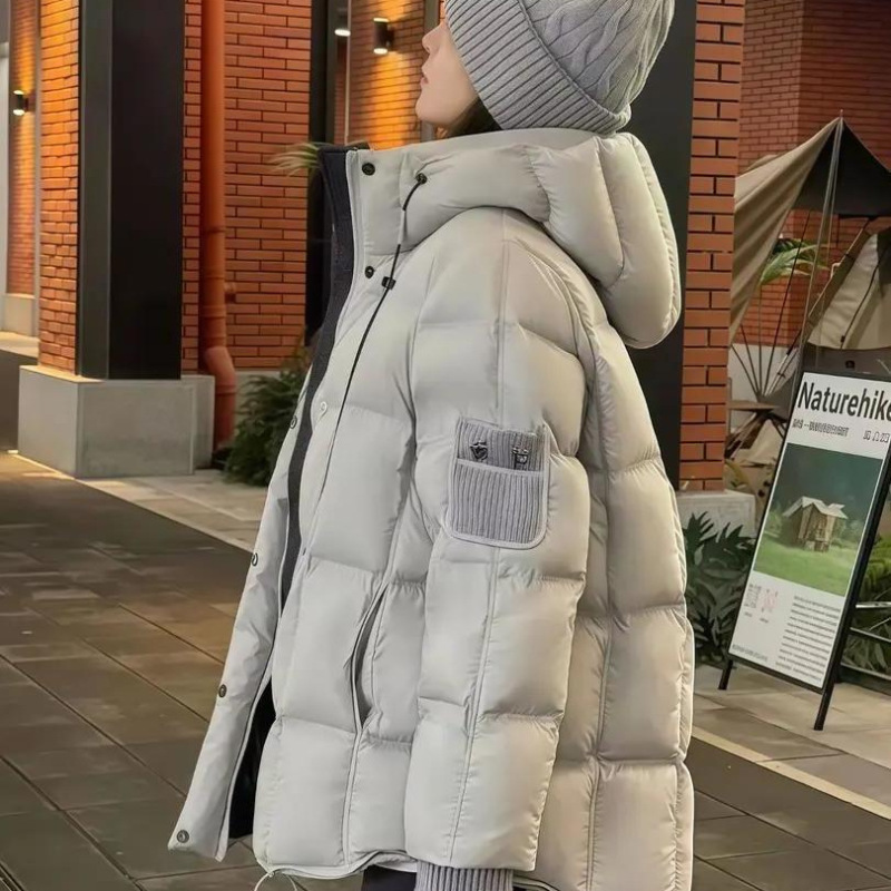 2025 Autumn/Winter Large Size European Fashion Thick Loose Cotton Jacket with Hood, Commuter Style, Warm and Versatile Women's Cotton Coat