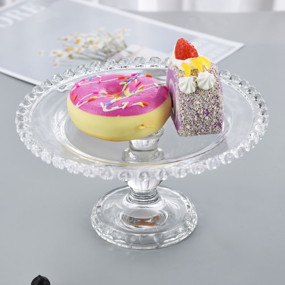 现代简约ins风水果高脚托盘 透明水晶玻璃果盘爱心盘北欧婚宴托盘