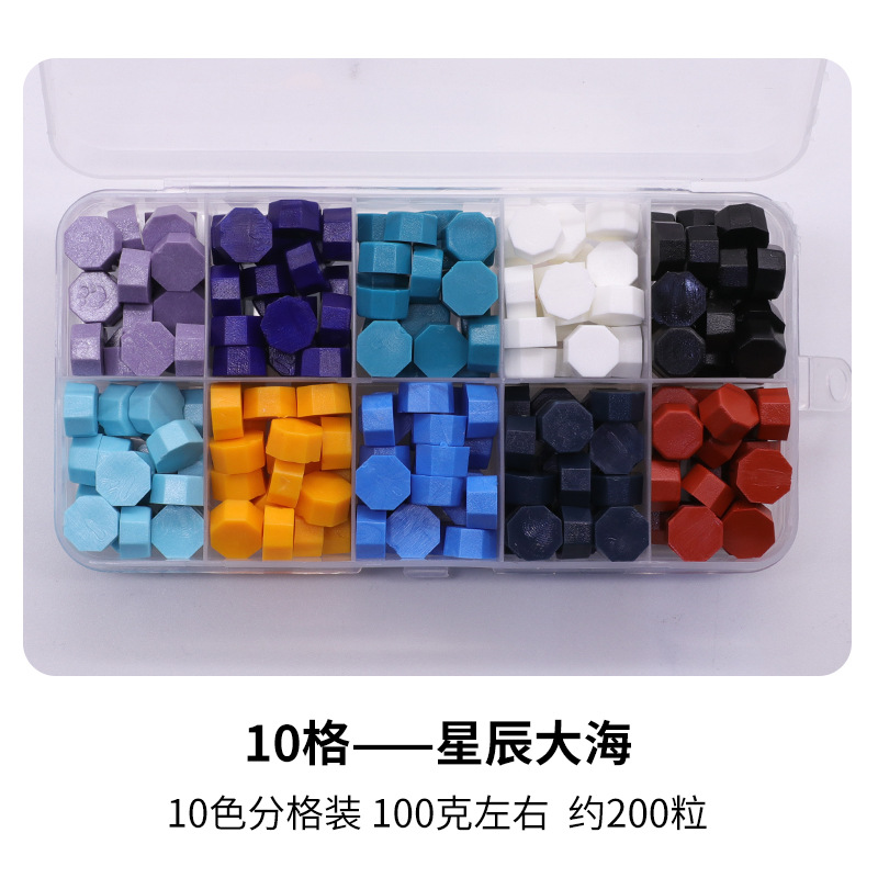 Fuego pintura cera grano traje de color mezclado 24 caja de cuadros de color ocho lados fuego pintura sellado cera fuego pintura sello cera grano fábrica al por mayor