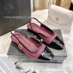 Xuシリーズ バックホイールバックストラップ 浅口メリージェーンシューズ 2025年初春 ファッション ラウンドトゥ パテントレザーシューズ 婦人靴