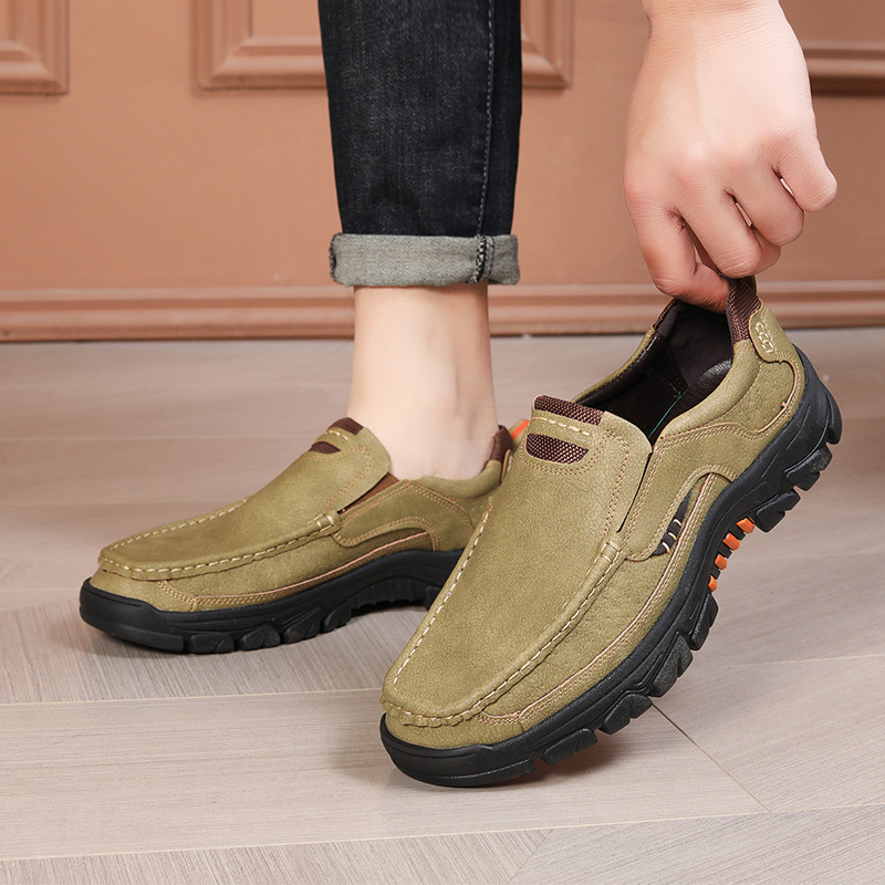 Transfronterizos Amazon zapatos de hombre de verano de alta calidad zapatos de cuero casuales de un pie zapatos Lefour antideslizantes zapatos de papá suaves