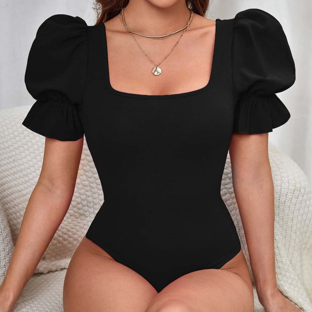 Amazon foreign trade cross-border European and American style puff sleeve jumpsuit summer fashion temperament slim sexy top women's top
