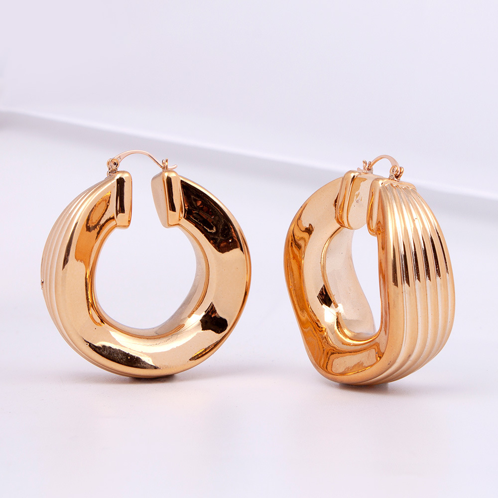ins style exaggerated metal pattern gold...