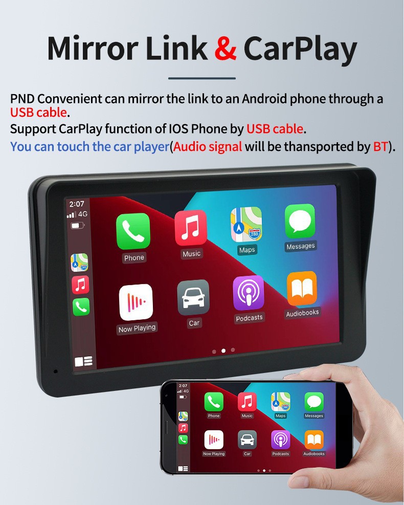 Hot Selling 7inch Car Navigation Portable Wireless Carplay Car Mp5 Player Pnd Car Navigation