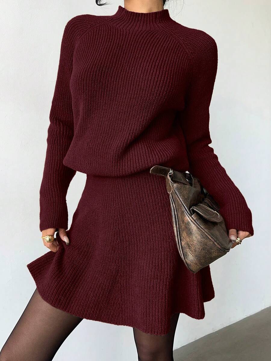 Dames set met gestructureerde top en gebreide short casual_voghion.com