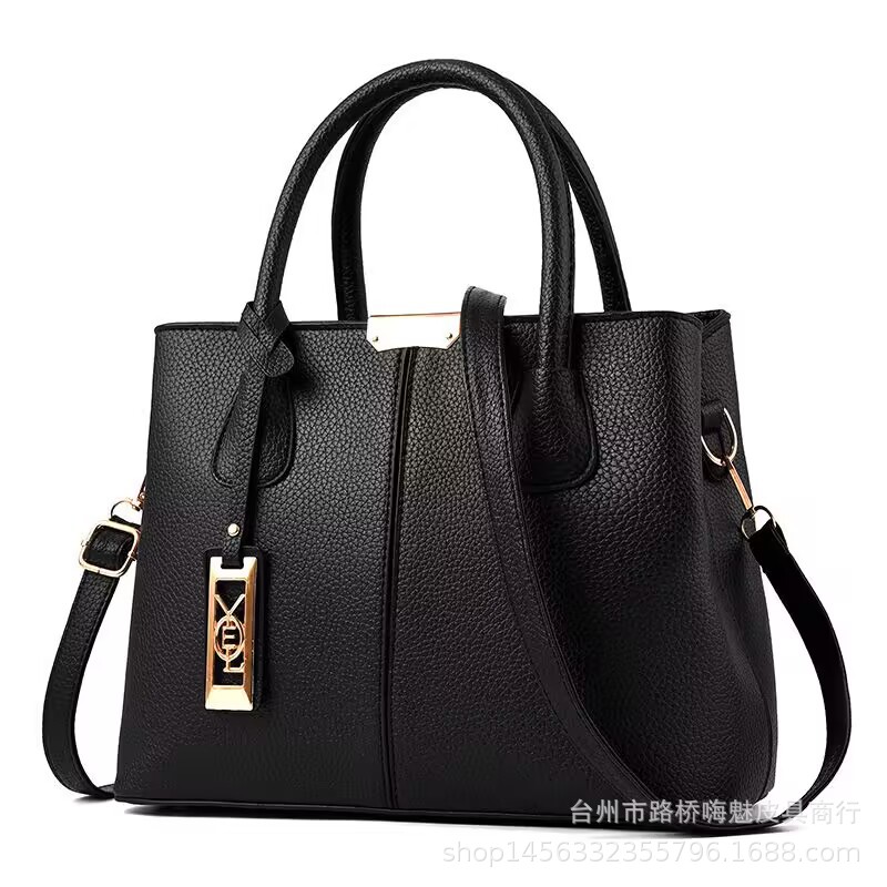 外貿2023新款韓版簡約女包荔枝紋時尚女士手提包單肩斜跨包批發