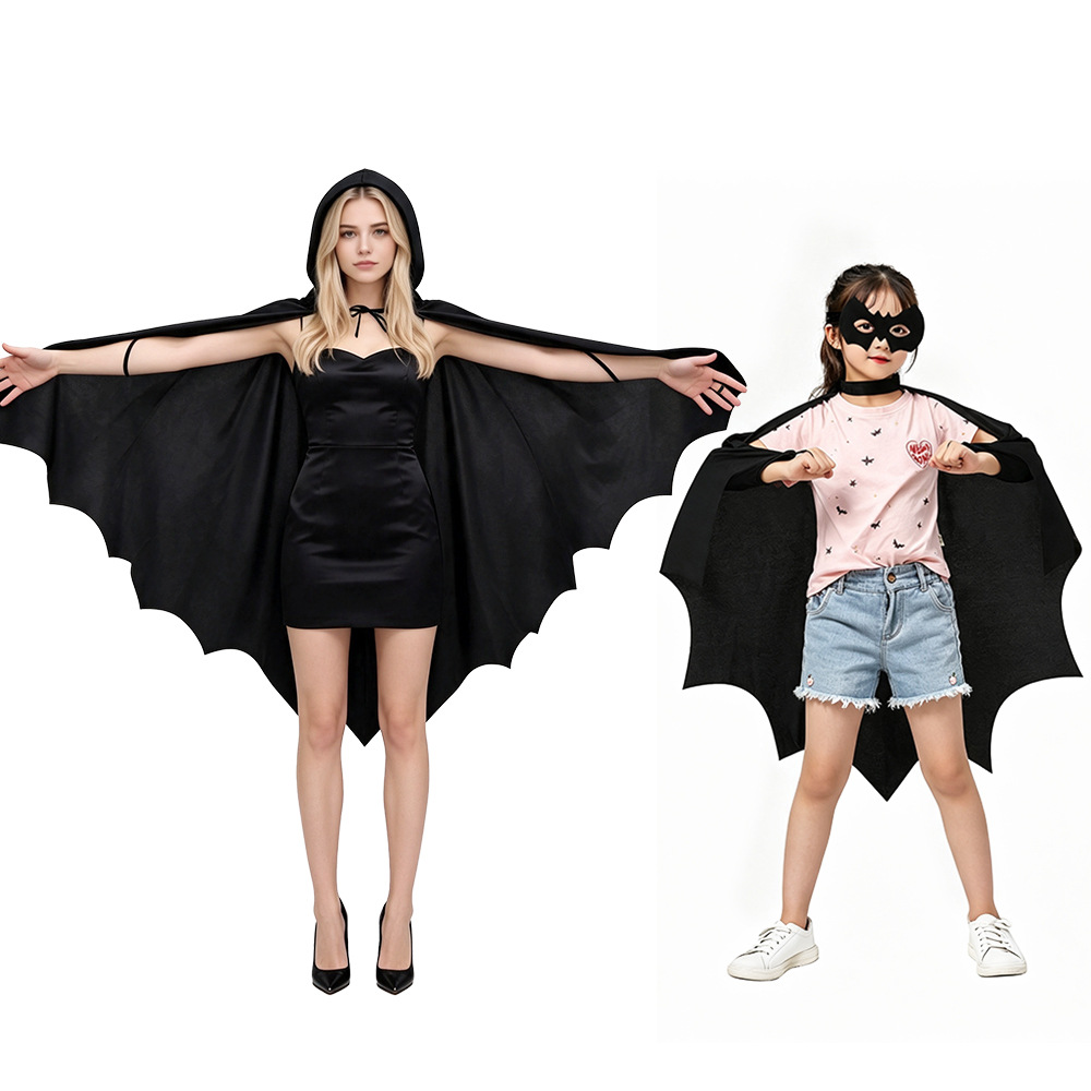 Transfronterizos Halloween Bat Cloak Set Kids Party Show Cosplay Batman Black Cloak Disfraces