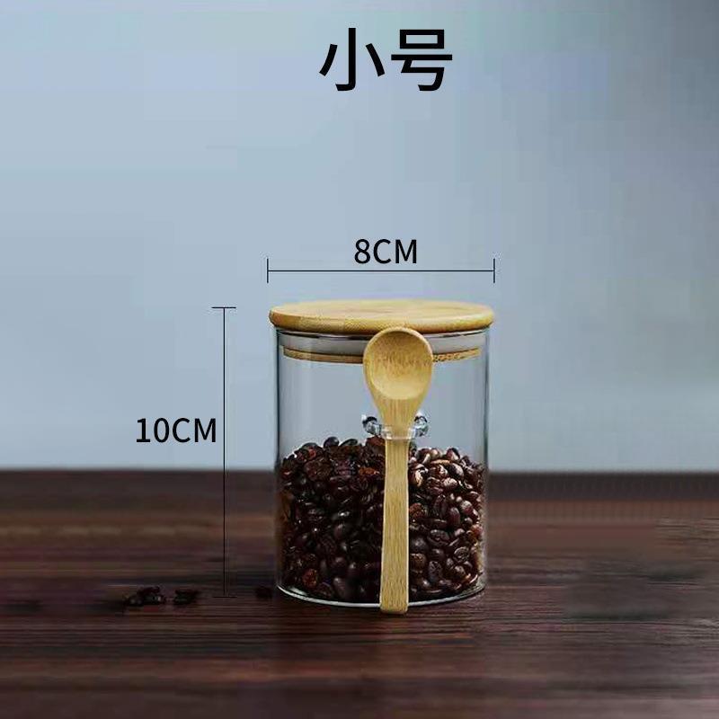 tanque de sellado de vidrio con cubierta cuchara de madera tanque de almacenamiento de granos gruesos frutas secas almacenamiento de cocina botella de vidrio