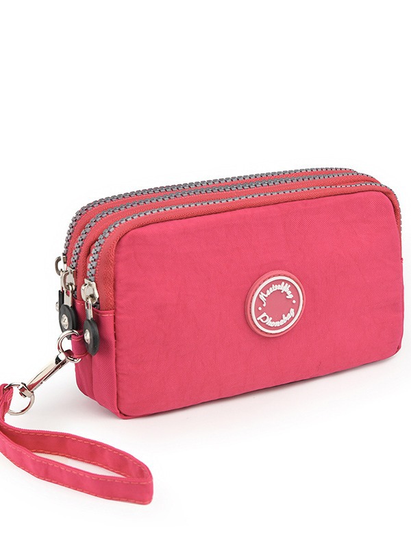 Monedero de Tres Cremalleras, Compacto para Teléfono y Llaves, Impermeable, Estilo Mamá