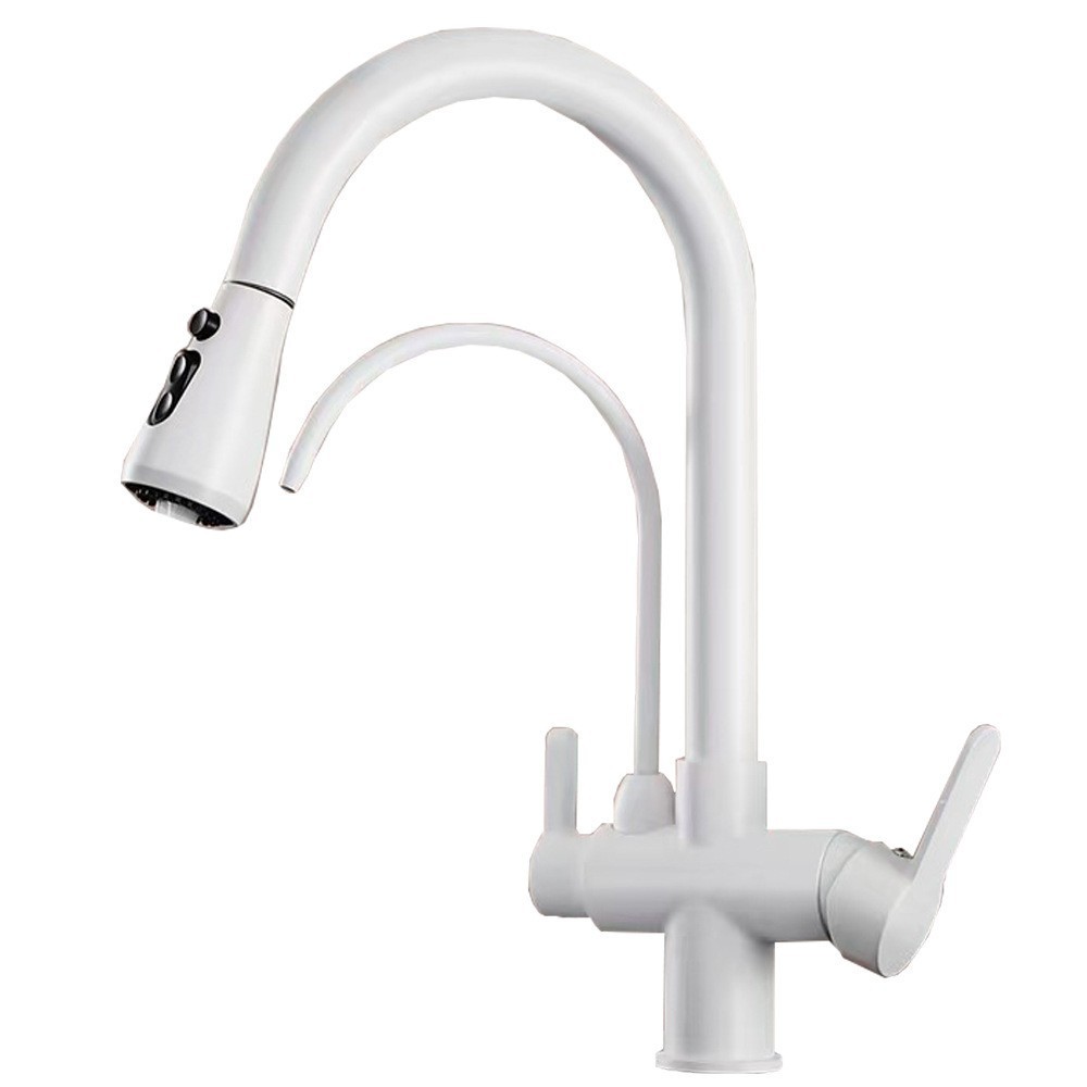 Grifo Extraíble para Fregadero de Cocina Tres en Uno de Cobre Multifuncional