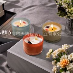 跨境货源彩色水晶石头香薰蜡烛批发大豆蜡多巴胺情绪香氛蜡烛香薰
