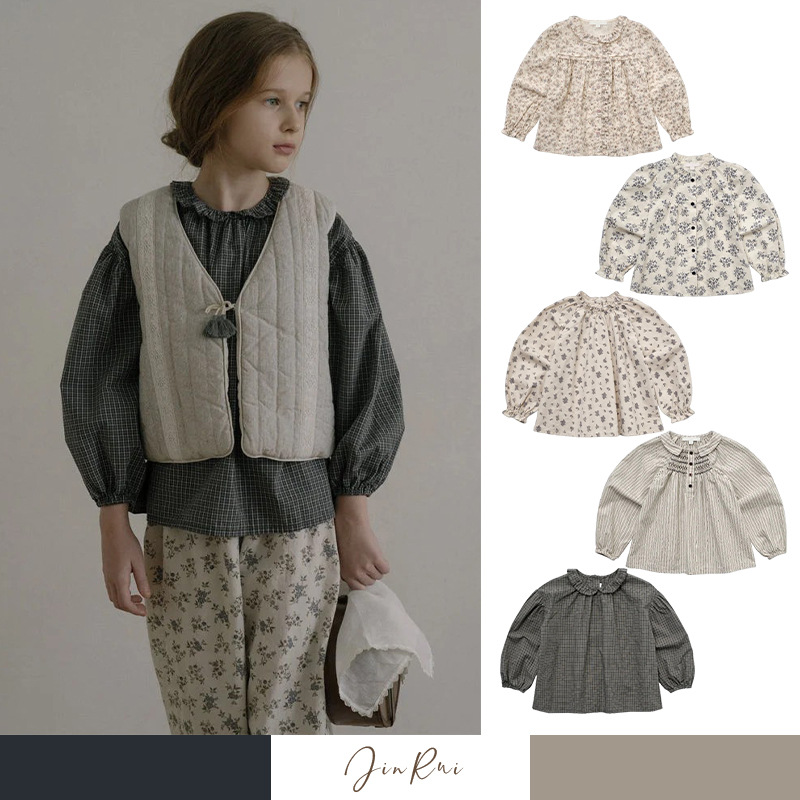 Pre-sale: 2026 Autumn/Winter LOU Girls' Pure Cotton Printed Japanese and Korean Style Long-Sleeve Shirt with Small Collar Collection