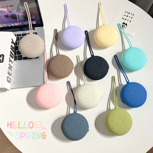 Cross-border convenient wrist strap storage bag cute key earphone bag cartoon cat claw silicone zipper coin storage bag
