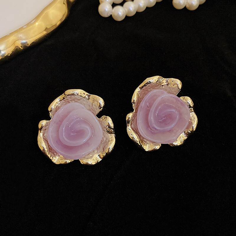 1 Pair Quantity 1 Pair Classic Style Water Droplets Inlay Copper Resin Drop Earrings