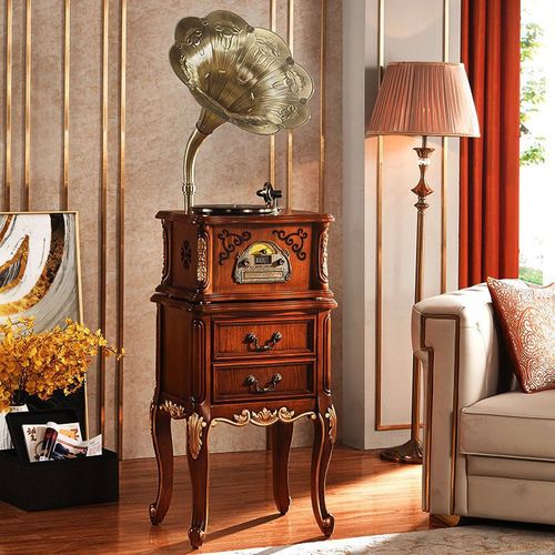 American Retro Record Player Classical Turntable Antiqued Wooden European Living Room Tea Room Big Speaker Audio