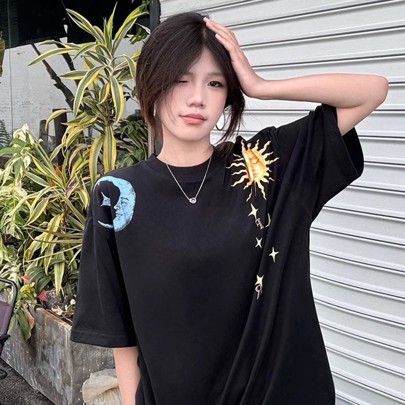 クロスボーダー対外貿易双糸純綿-女性用半袖Tシャツ夏半袖ルーズコットントップトレンディな痩身イン気質|undefined