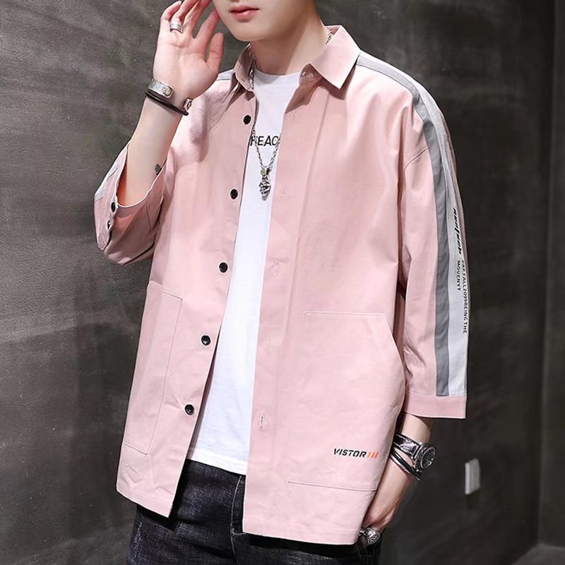 Ropa DE TRABAJO suelta de verano camisa de manga tres cuartos suelta casual volantes guapo media manga camisa de manga corta abrigo moda al por mayor