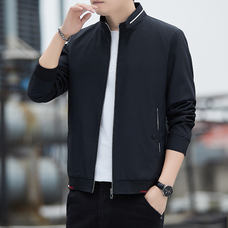 Chaqueta de otoño para hombre, gran tamaño, nueva chaqueta casual de cuello alto, ropa de negocios de primavera y otoño para hombre, chaqueta delgada