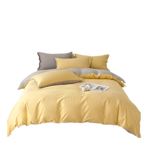 Japanese style pure cotton｜Pure cotton bed four-piece set for student dormitory, simple and light luxury bedding, three-piece set of sheets and quilt cover, excellent