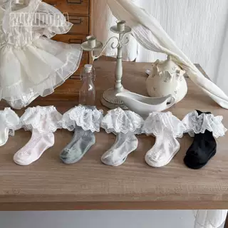 儿童袜子夏季薄款女童中筒袜女宝宝无骨松口袜棉花边公主袜夏天袜