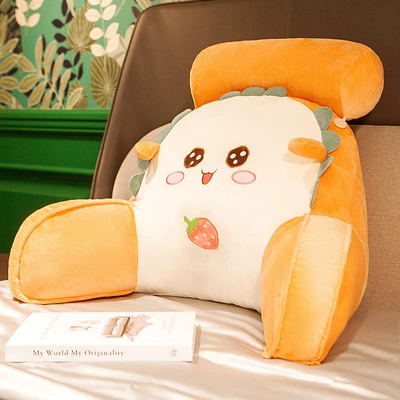 Dormitory Student Pillows and Beds, Multi-function pad - medium-cushion-headrest-seat-recommendation-60x40cm-independent-liner-is-removable-and-washable-bread-strawberry-skin-friendly-super-soft-and-short-plush