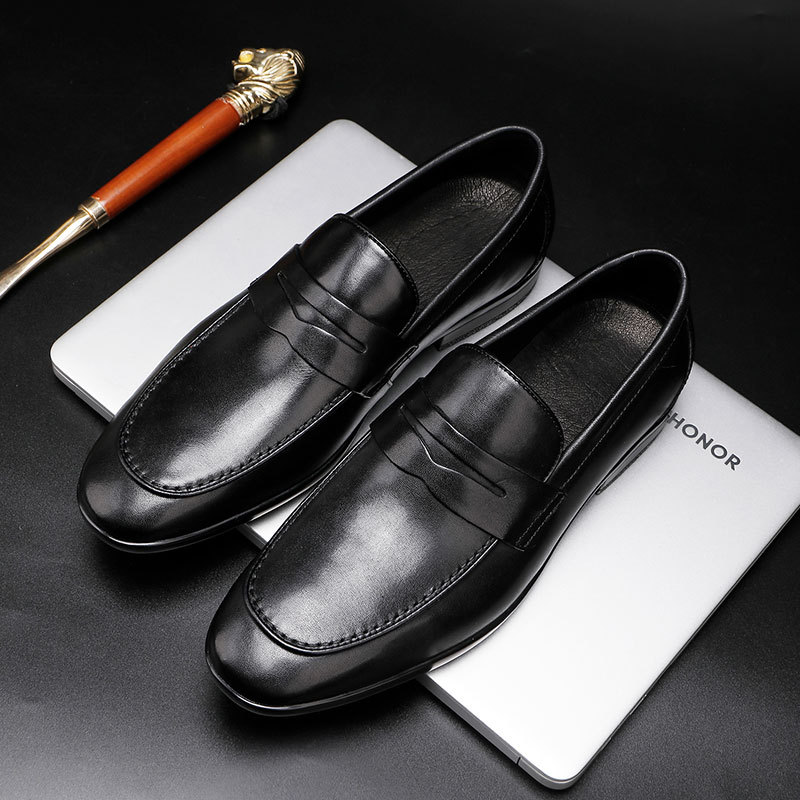 Zakelijke leren schoenen met franje, Britse instappers, muziekschoenen voor heren_voghion.com