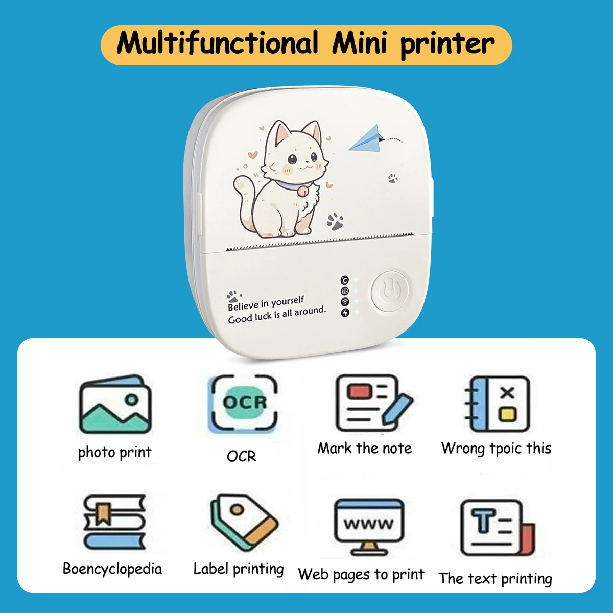 Small pocket photo for students, handheld printer, bluetooth
