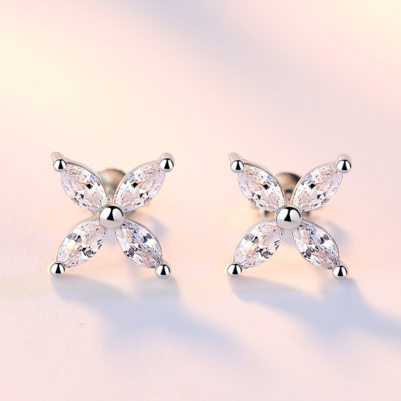 E171 marquise ice crystal stud earrings