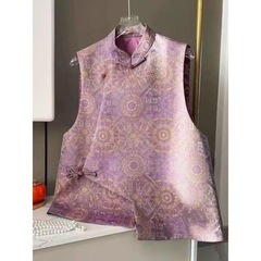 新しい中国風のベストトップ 2025 春ボタンスーパーフェアリーベスト女性のジャカードチョッキジャケット