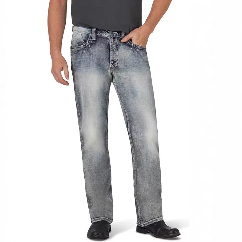 2025 Summer Men's Low-Stretch Straight-Leg Bootcut Jeans Loose Casual Fit 2025 Summer Men's Low-Stretch Straight-Leg Bootcut Jeans Loose Casual Fit