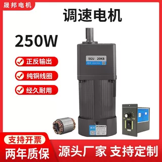 可调速电机250W交流220V单相6IK250RGU-CF小型正反变速减速机马达