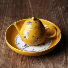 蝶恋花茶壶三才盖碗壶承个性创意女士陶瓷小茶壶功夫茶具单个办公