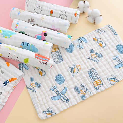 Cotton six-layer gauze towel, newborn high-density seersucker, children's towel, children's face towel, saliva towel, square towel, square towel, newborn baby, high-density seersucker