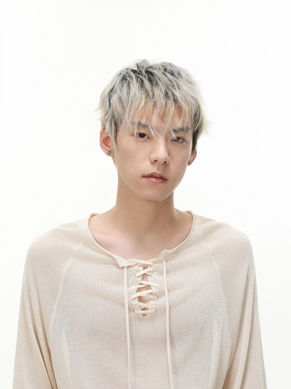 MTLCLOTHES男装|法式复古气质薄款纯欲绑带微透松弛感长袖针织衫|undefined
