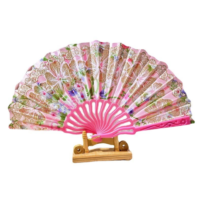 Килевый веер Китайский стиль кружевной веер с принтом золотой порошок пластиковый веер шелковая ткань веер Чонсам танцевальный веер Оптовая Внешняя торговля