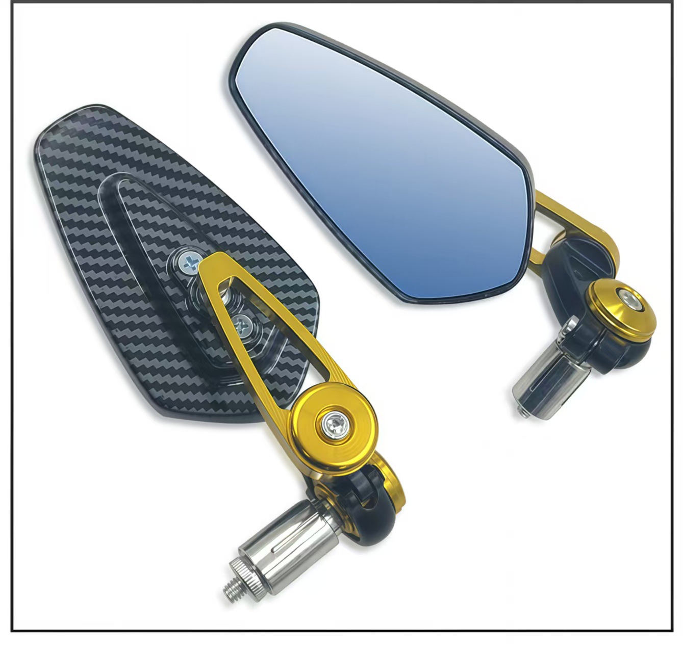 Motorcycle Electric Vehicle Modified Rearview Mirror Retro Handlebar Snakeskin Pattern Handlebar Mirror Reflector Carbon Brazing Pattern