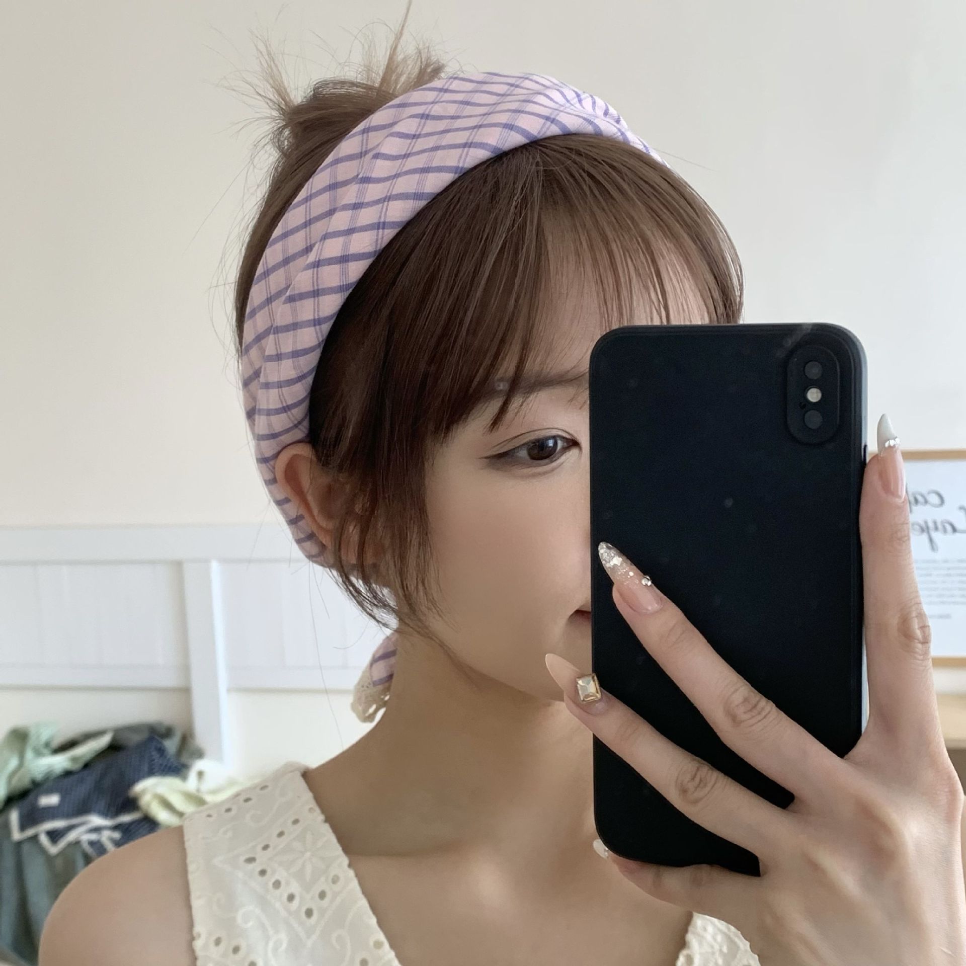 Pañuelo a cuadros, niña de verano, pastoral, nuevo estilo, bufanda de seda de lino y algodón fresco, bufanda cuadrada pequeña con cuello, bufanda decorativa para el cabello, bufanda al por mayor