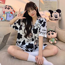 跨境睡衣女夏季韩版卡通短袖短裤网红ins风甜美学生家居服两件套