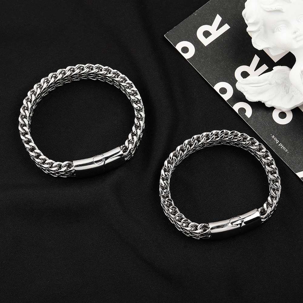Stainless Steel Dragon Bone Cuban Chain Bracelet For Men_voghion.com