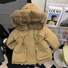 女童外套加绒棉衣冬装洋气女宝宝加厚派克服2024新款儿童棉服棉袄
