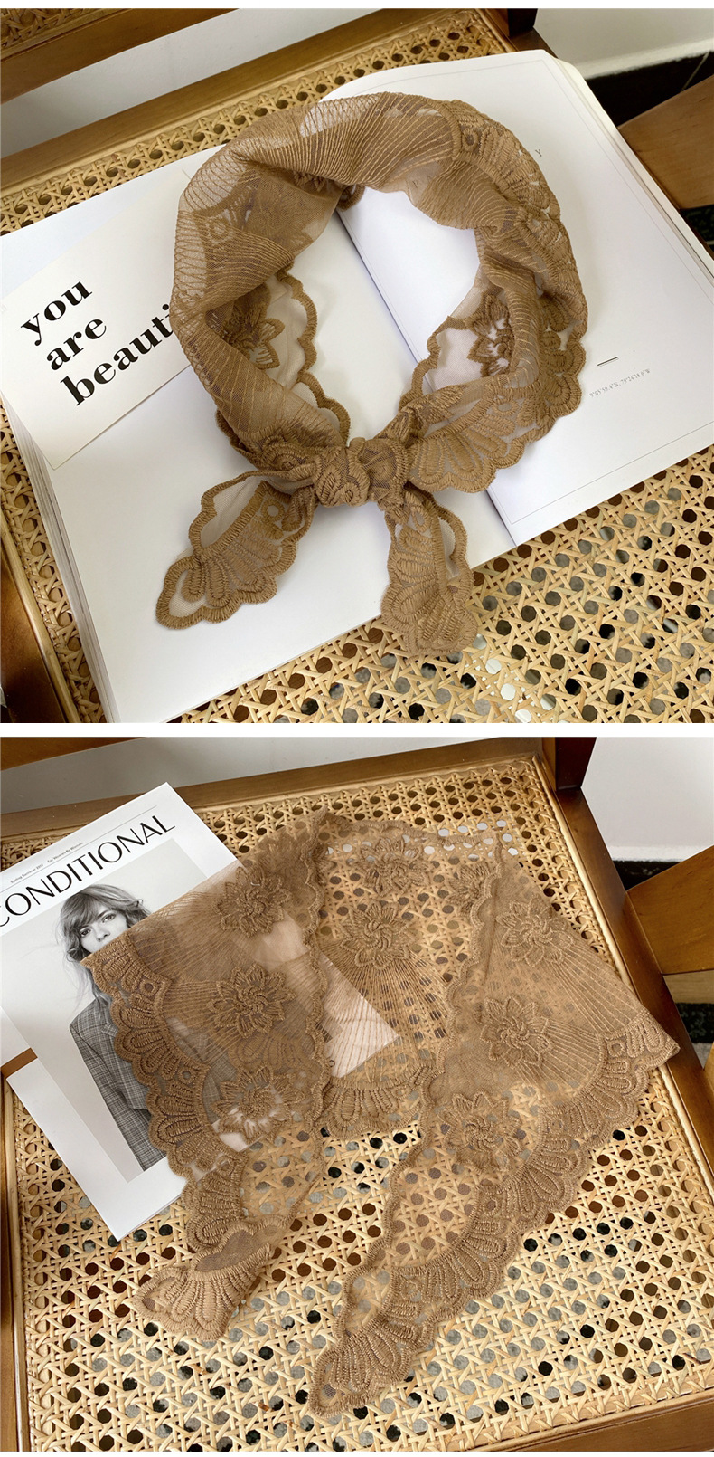 Sweet Style Korean Hollow Fashion Lace Triangle Scarf