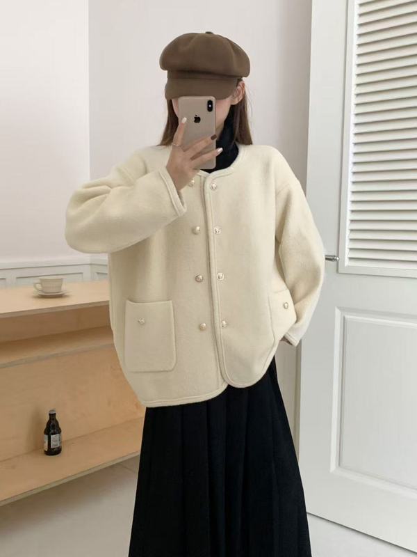 实拍法式橄榄绿小香风外套女2025秋冬新款气质名媛针织衫小众上衣|undefined