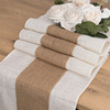 Jute stitching table flag farmhouse table decoration table cloth Amazon new European -style dinner retro linen table flag