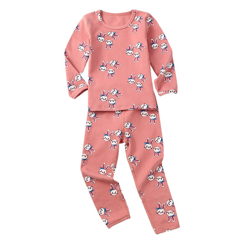 2025 Autumn/Winter Children's Thermal Underwear Set, Seamless Wool Stretch Loungewear Set, Baby Cartoon Pajamas