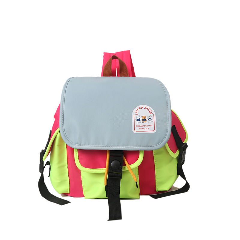 Kindergarten mochila para niños color de contraste de moda niños y niñas lona Mochila pequeña estilo coreano Internet excursión de celebridades mochila ligera